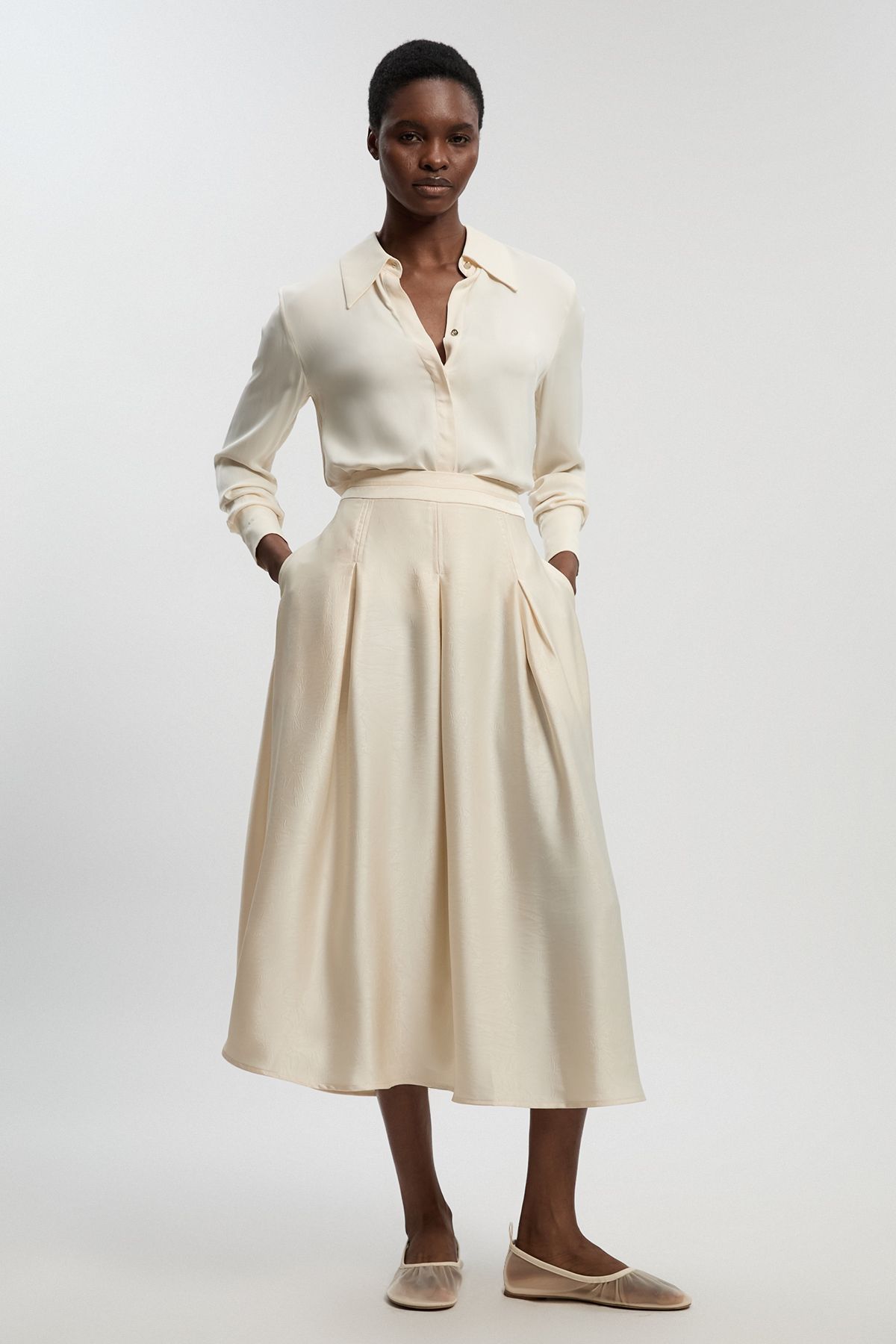 KarenMillen Hammered Satin Woven Maxi Skirt