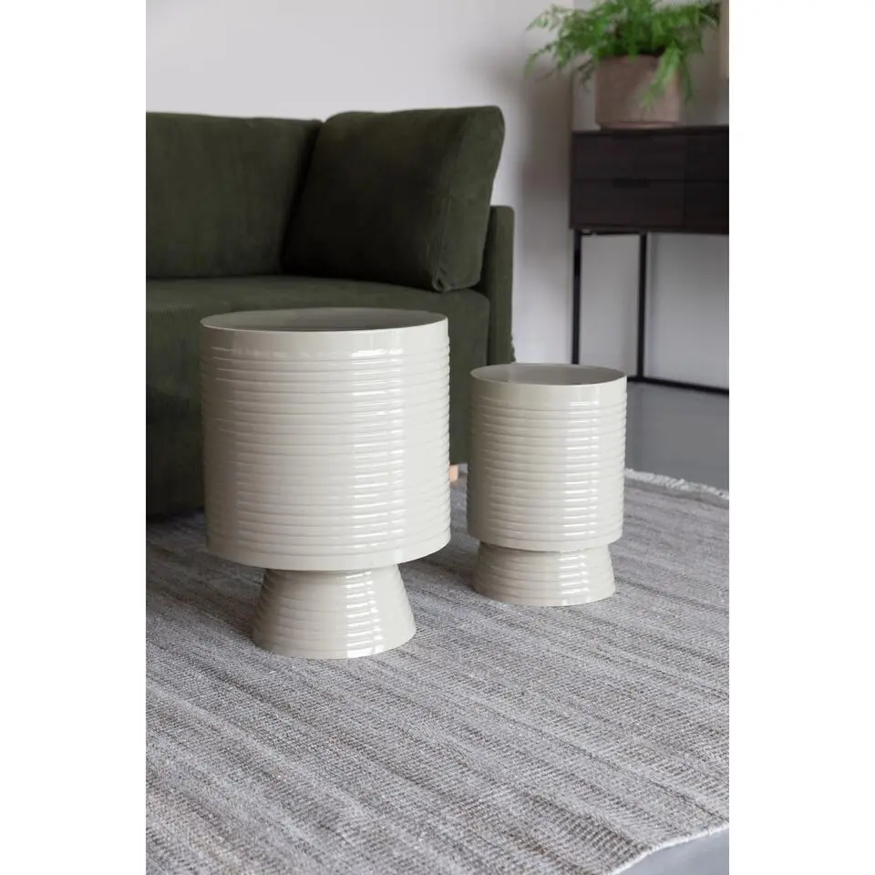 Housecraft Sven Bijzettafel Rond Metaal 25x25 (S) cm Ivoor/ Wit