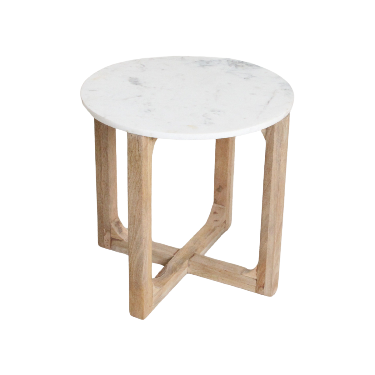 Marmeren bijzettafel rond - wit - 50x50x50 cm