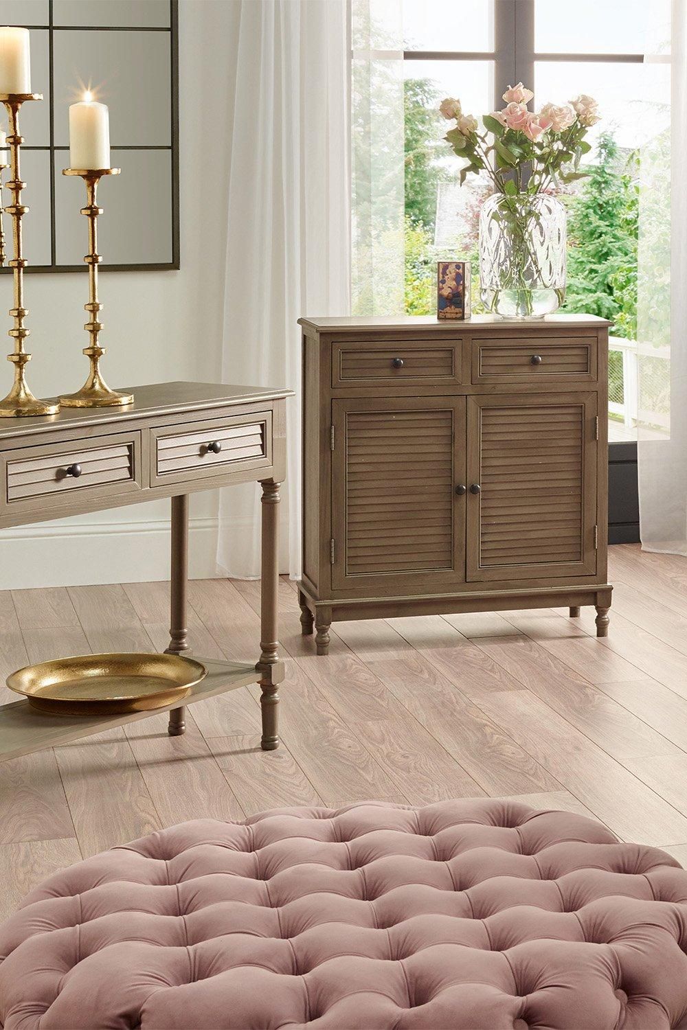 Ruma Pine Wood Louvre Door 2-Drawer 2 Door Unit