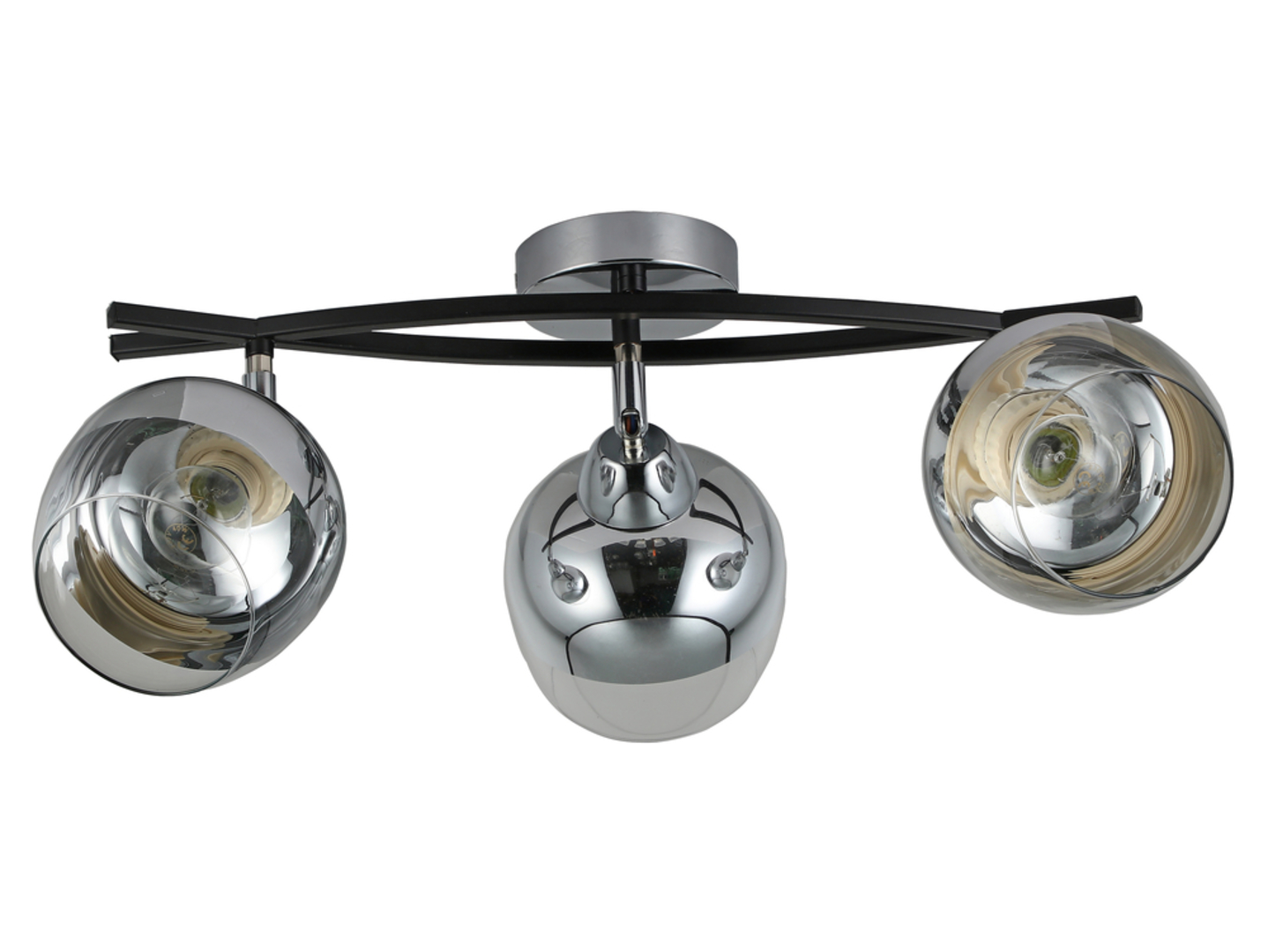 Lampa sufitowa Momo 3-punktowa metalowa czarno-srebrna
