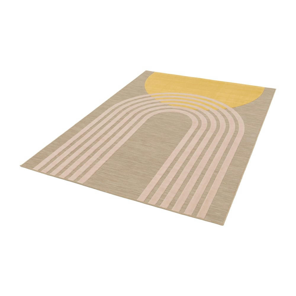 TULI - Tapis contemporain à motif géométrique jaune moutarde 120x170 cm