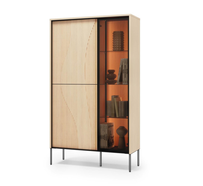 Witryna FLOW z regulowanym oświetleniem LED 92x157 cm Dąb Vincenza Bielona