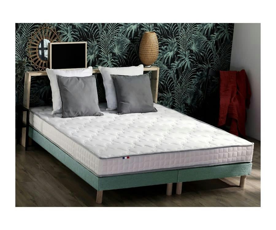 ENSEMBLE CIRRUS - Ensemble matelas mousse sommier vert 160x200
