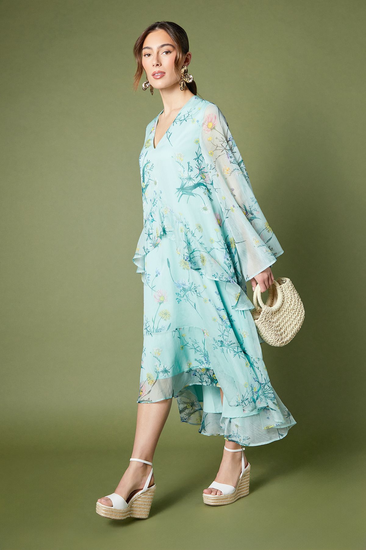 Coast Volume Frill Maxi Dress