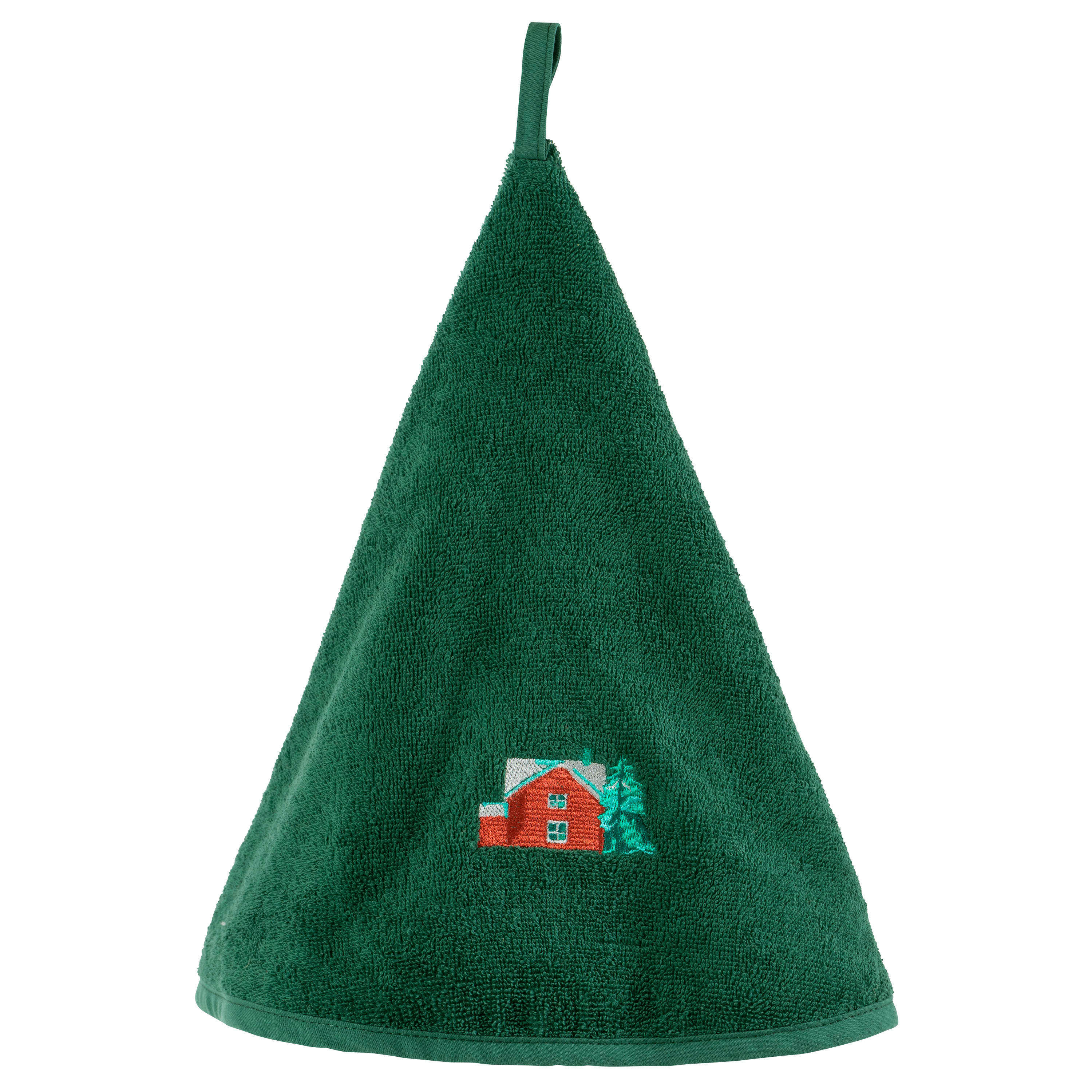 NORDY - Essuie-mains coton bouclette brodé vert 70 x 70 cm