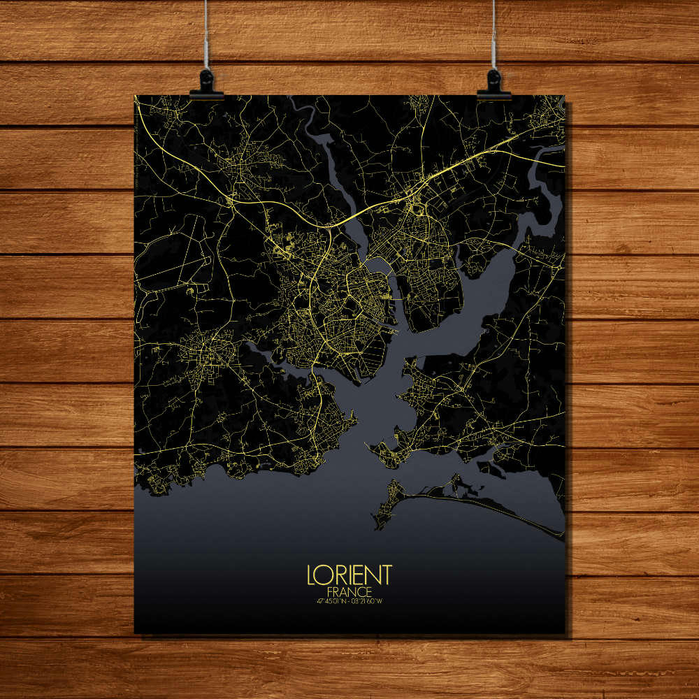 - Affiche Lorient Carte Nuit 40x50
