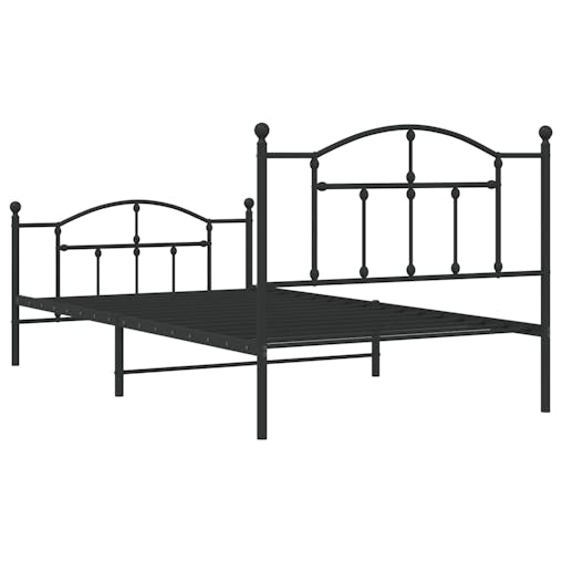 NNEVL Metal Bed Frame with Headboard and Footboard Black 107x203 cm King Single