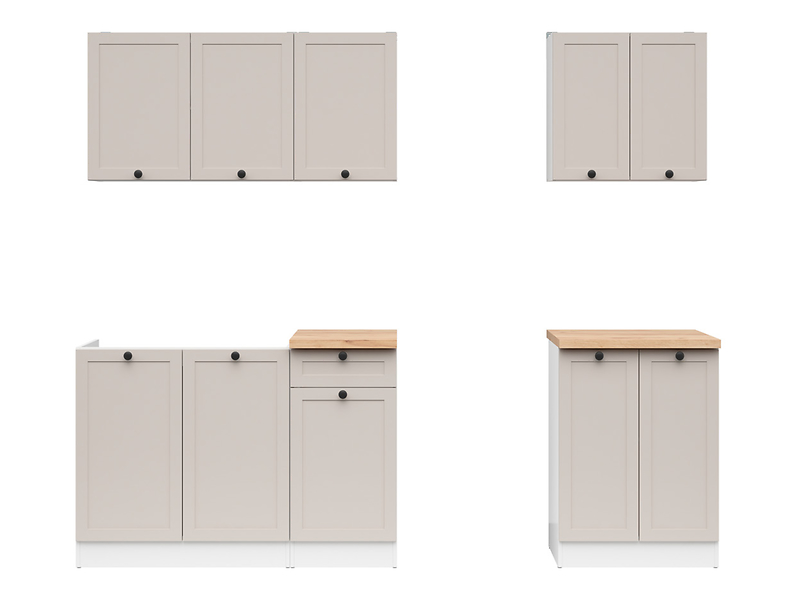 Komplet kuchenny Junona Line A 180 cm biały/uni kaszmir z blatem