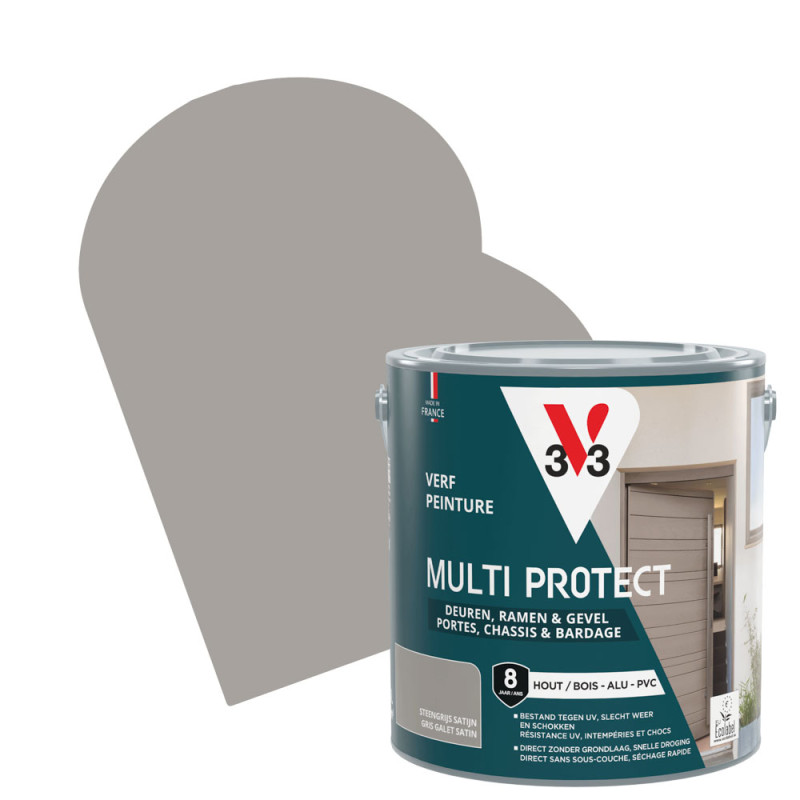 Laque Multi Protect gris galet satiné 2,5 L V33