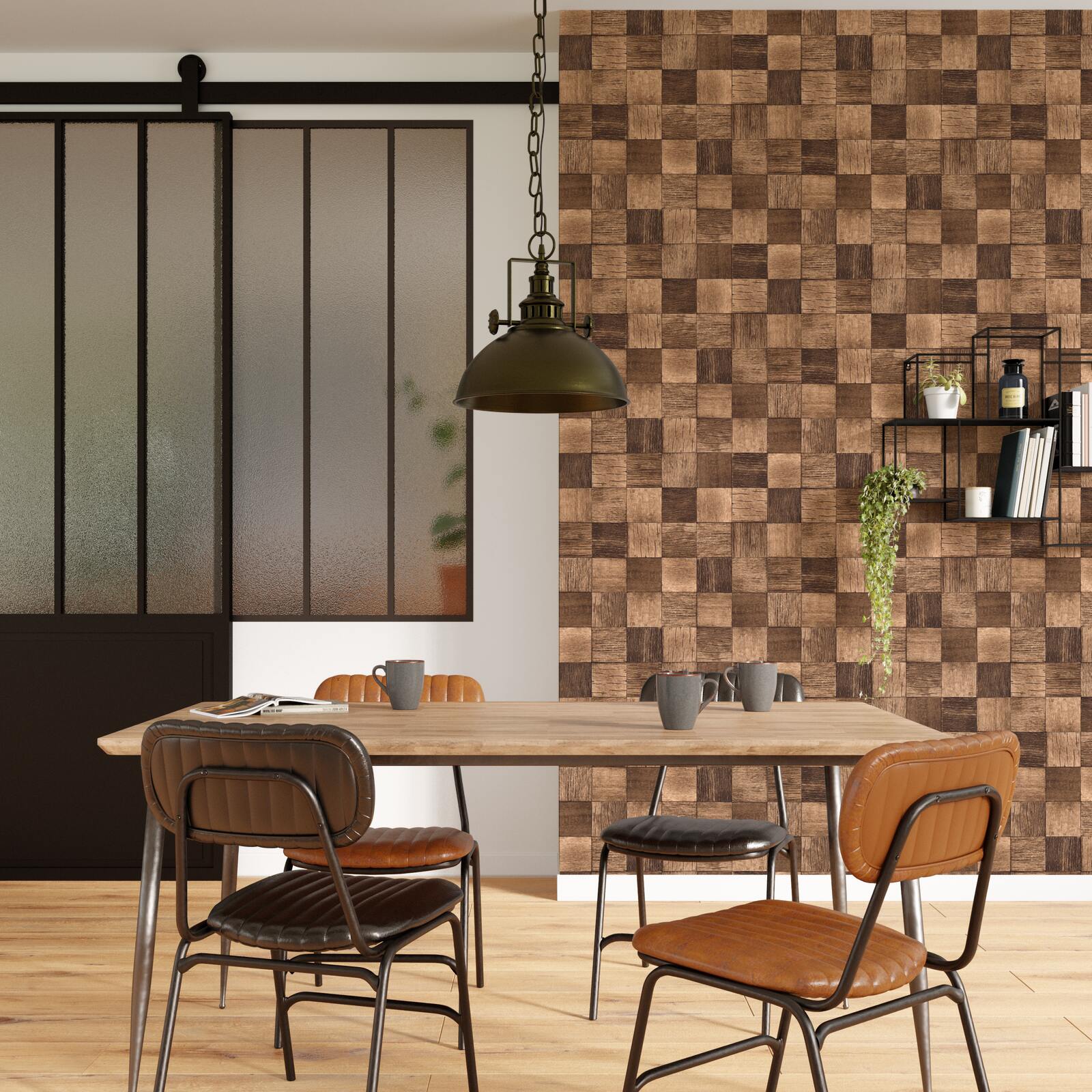 4MURS Papier peint intissé WOOD CASE coloris Brun bois