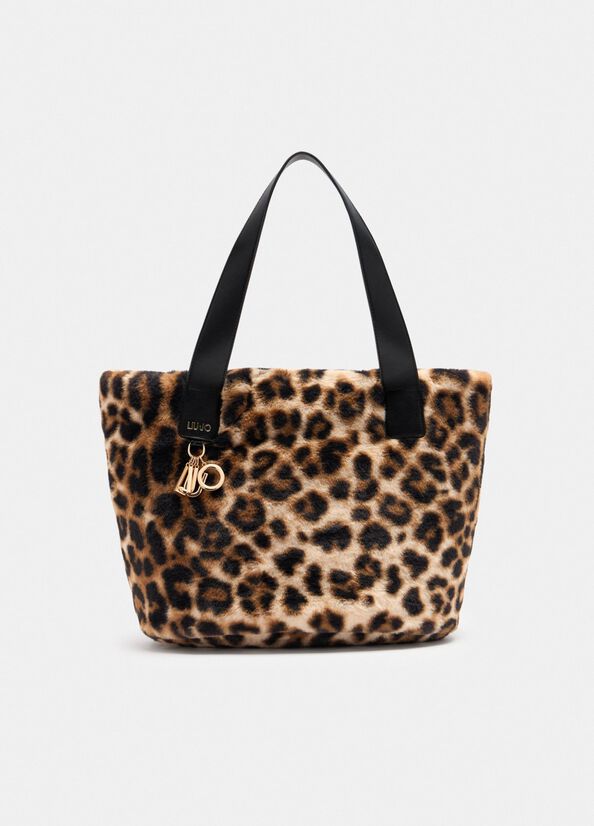 Borsa hobo grande in pelliccia sintetica