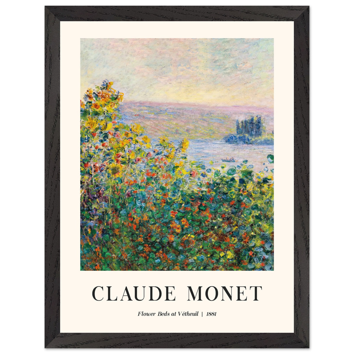 Artfulprints Poster met Lijst Claude Monet - Flower beds at Vétheuil  - 30x40 cm - Meerkleurig