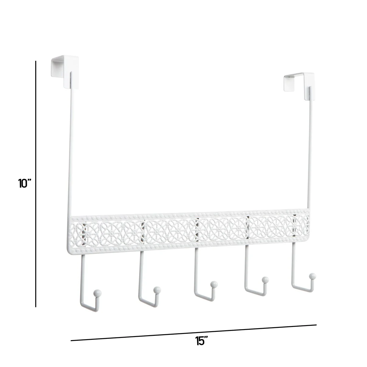Elle Décor Dentelle 5 Hook Over the Door Hook in White - 15x 4x 10