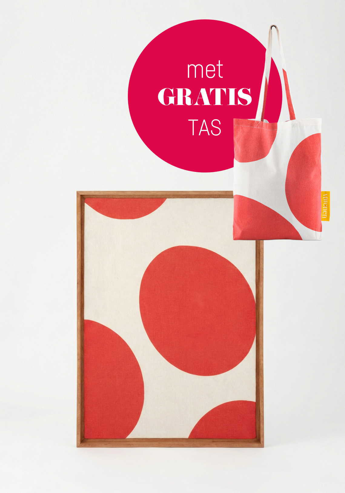 vtwonen - Wanddecoratie - Stippen - Hout - Rood - 45x45cm