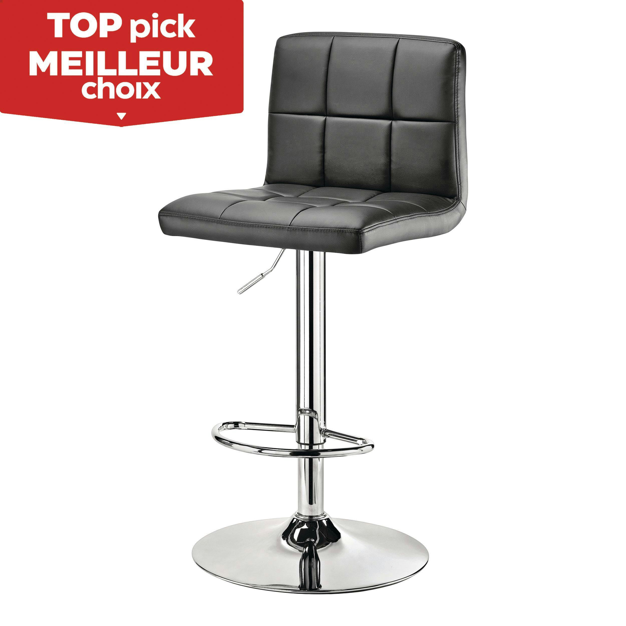 For Living Chrome & PU Tufted Leather Counter/Bar Stool Adjustable Height, Black