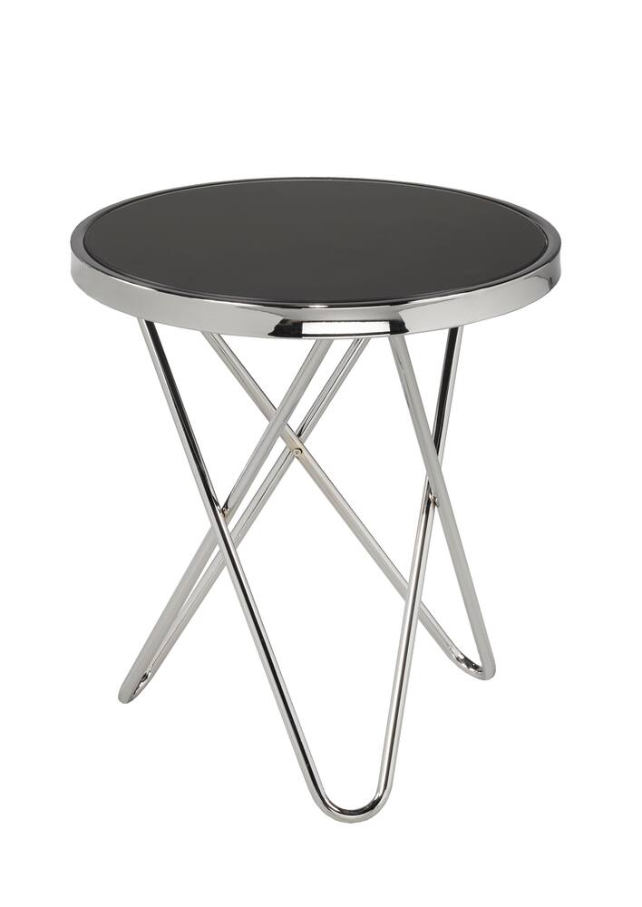 Brassex Slim-Profile Caden Accent Table with Tempered Glass Top