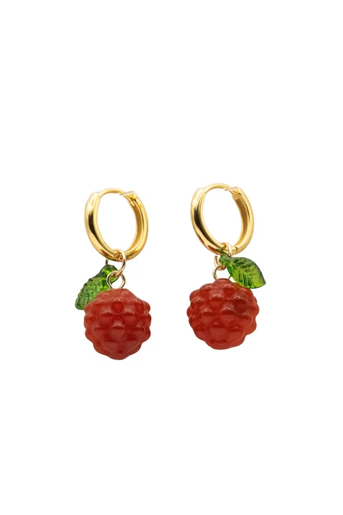 Harvest — Jade Stone Charm Earrings in Raspberry