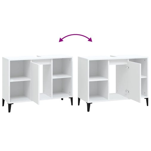 NNEVL Sink Cabinet White 80x33x60 cm Engineered Wood