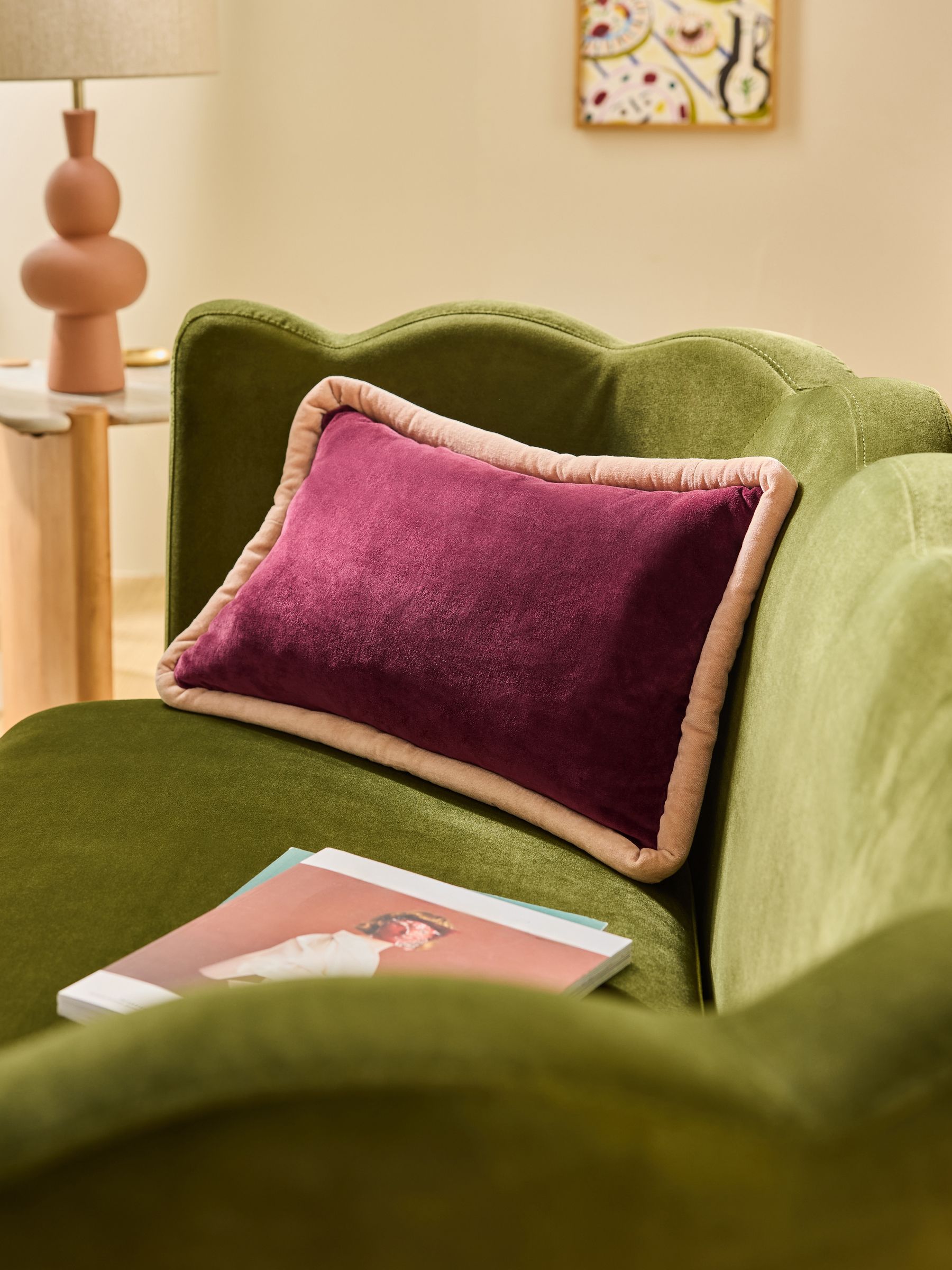 Khaki/Aubergine Huxley Cotton Velvet Jumbo Pipe Cushion