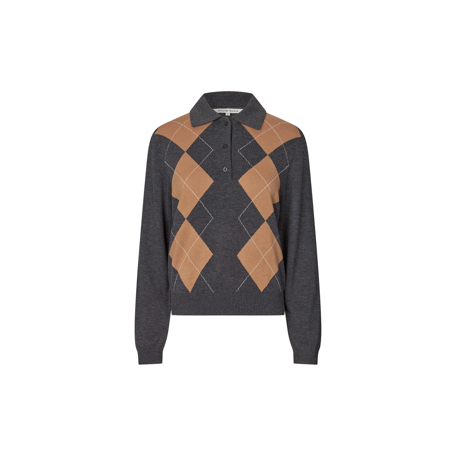 Shailene Knit Polo, dark grey melange