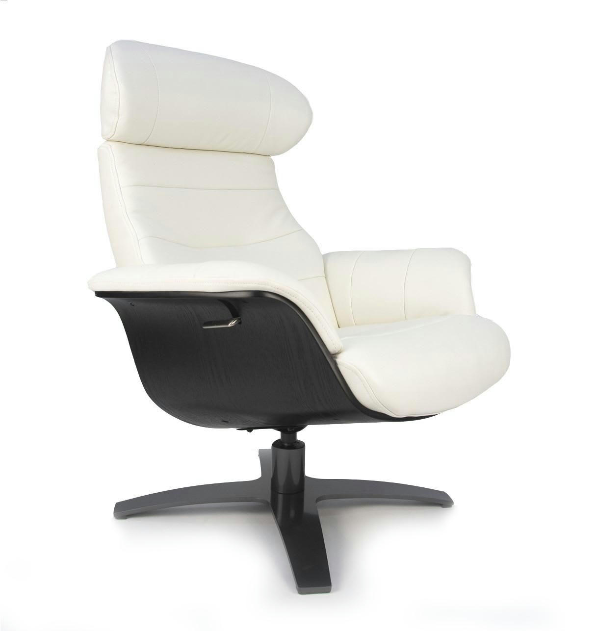 VÉGA - Fauteuil en cuir et bois noir - Cuir Blanc