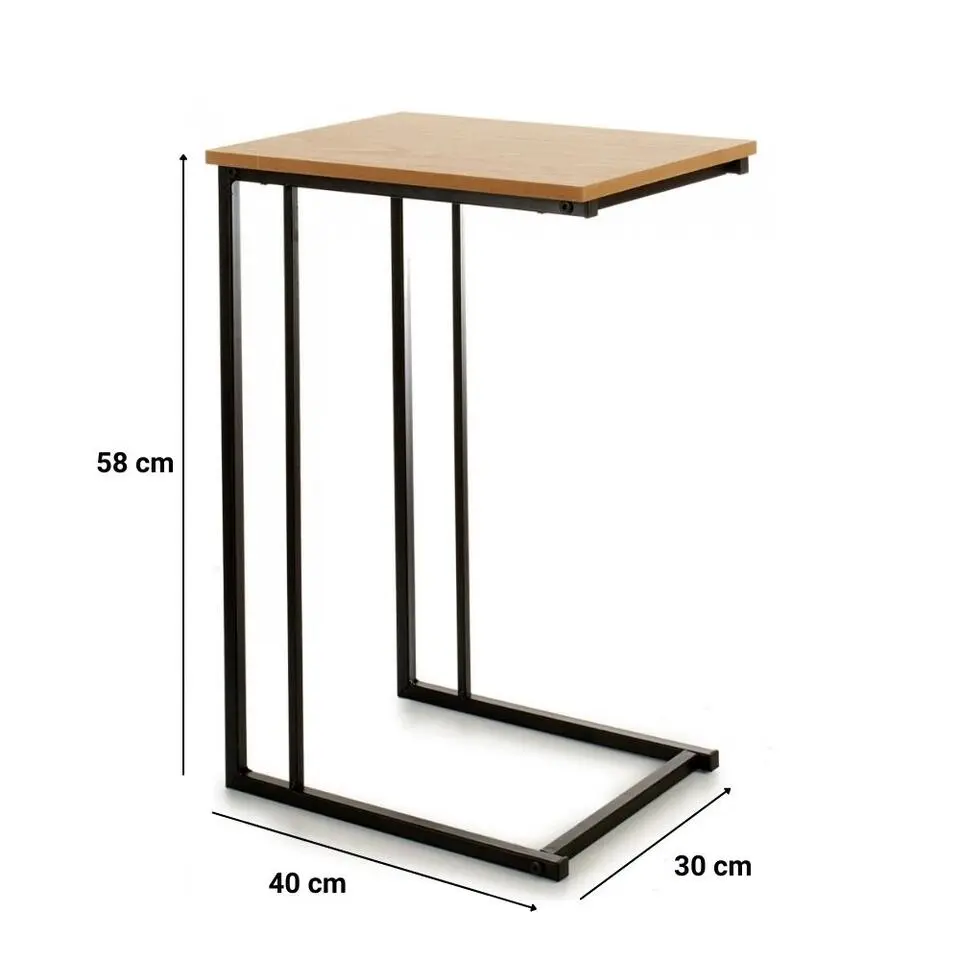 MISOU Bijzettafel Vierkant Hout Zwart 45x35x66.5 cm