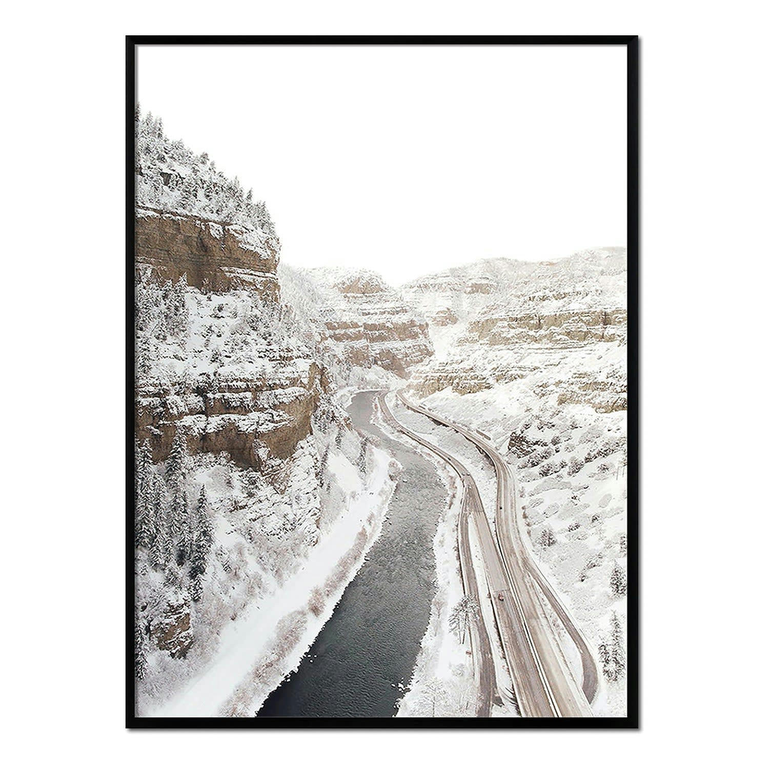 DESIERTO - Affiche avec cadre noir - Route du désert - 30x40