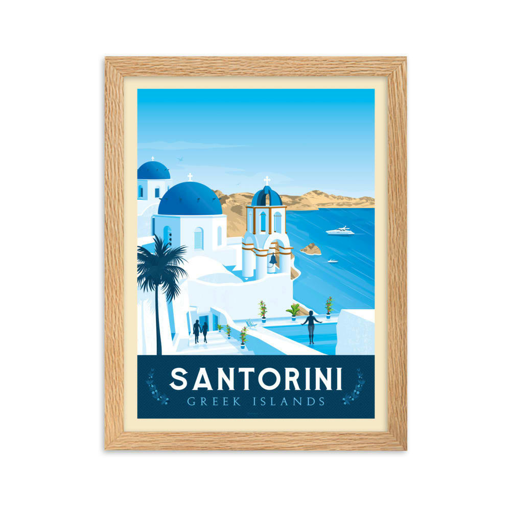 - Affiche Santorin Grèce avec Cadre (Bois) 21x29,7 cm