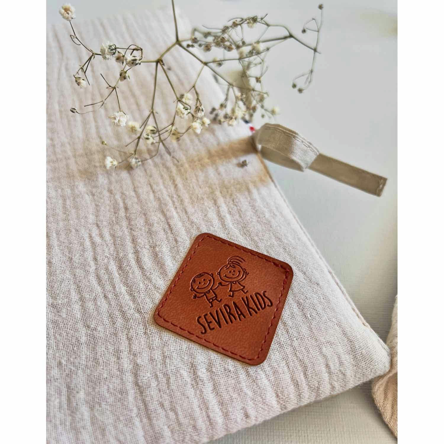 JEANNE - Protège carnet de santé en gaze de coton  Bleu