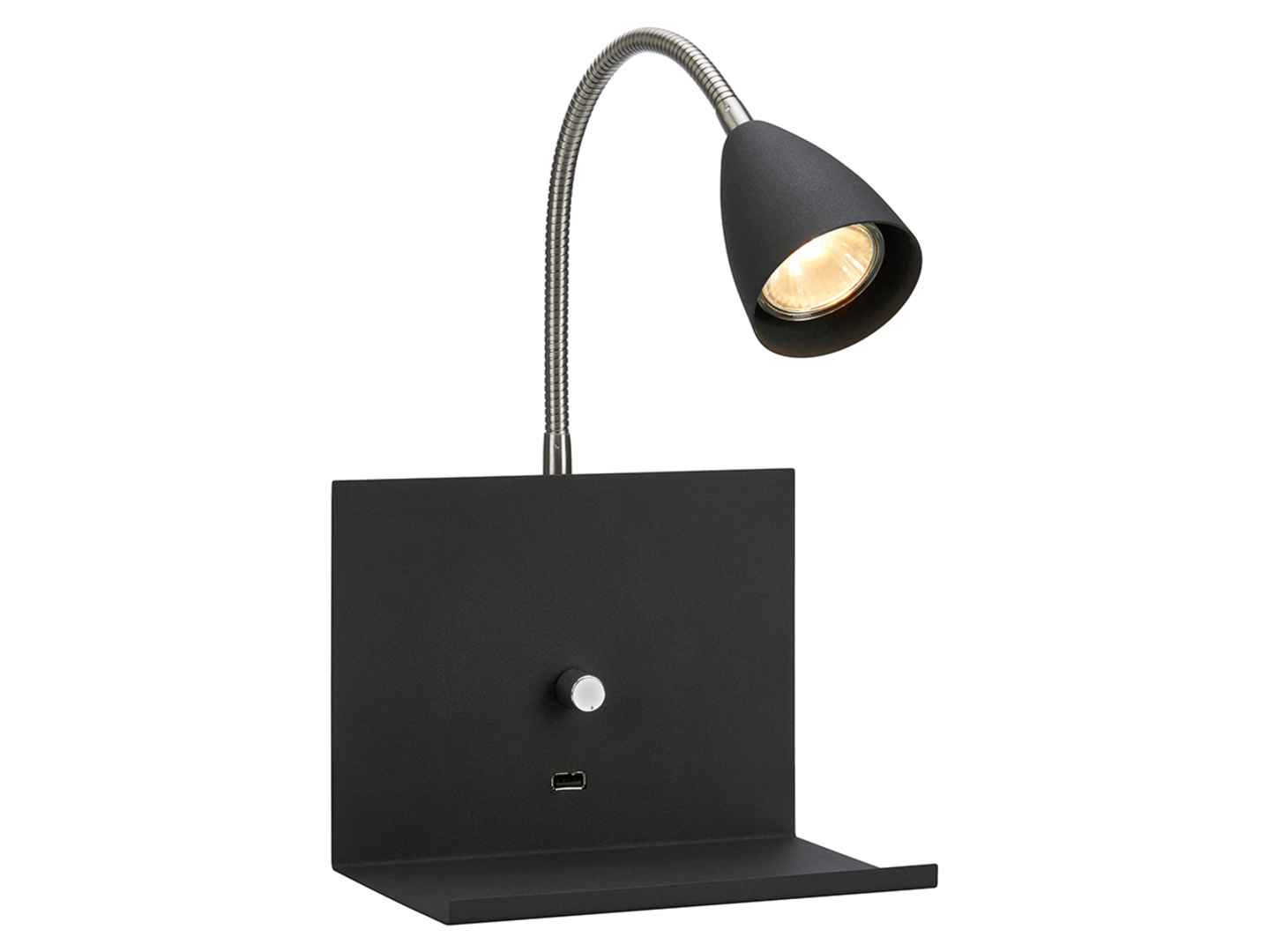 Kinkiet Logi USB metalowy czarny