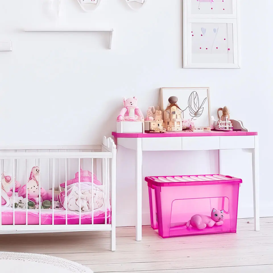 Plasticforte Opbergbox met deksel - roze - 47L - kunststof