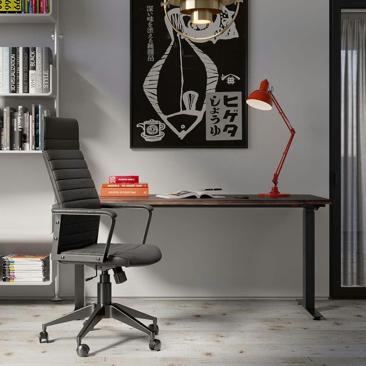 LABORA - Chaise de bureau pivotante réglable à roulettes noire haute