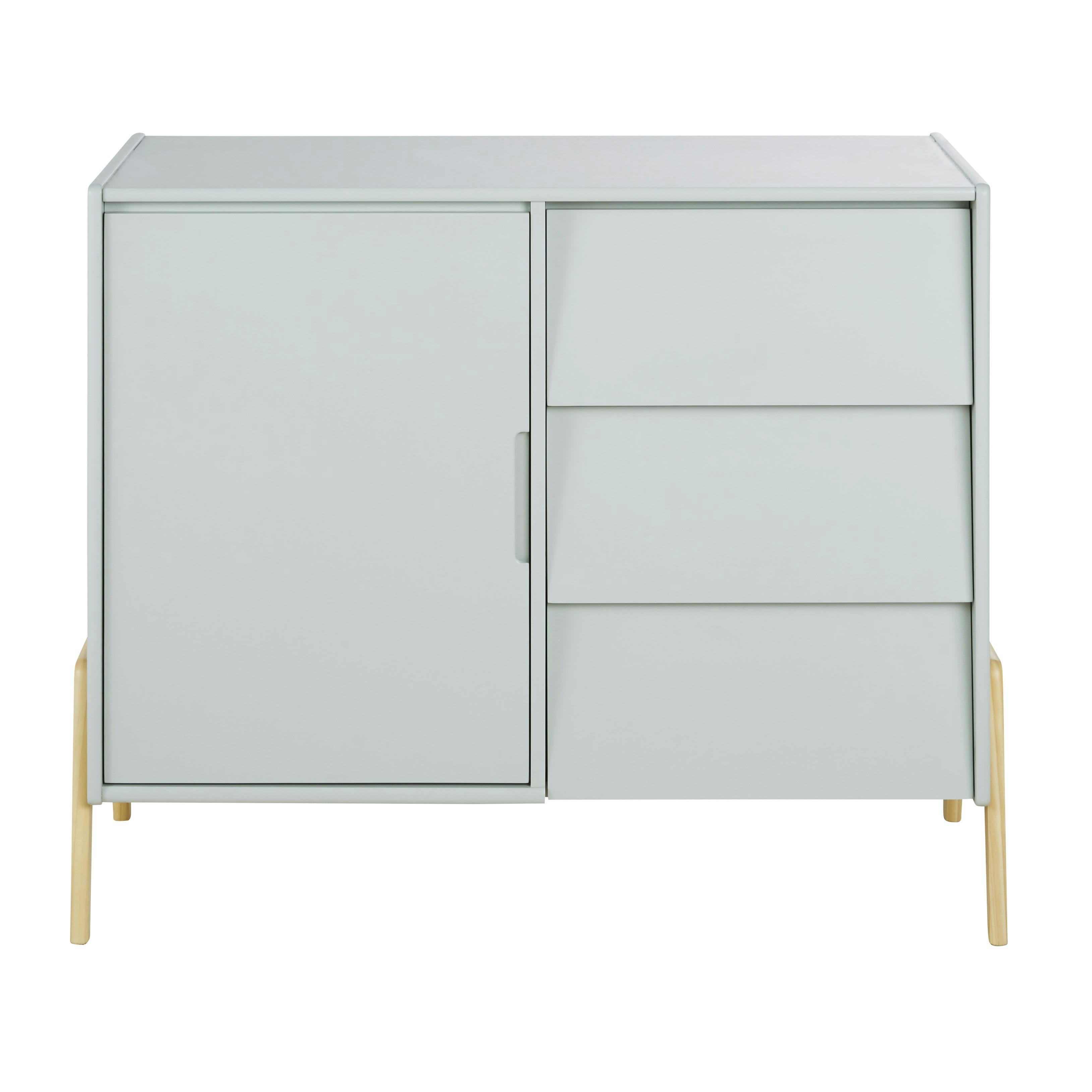 Mimizan - Commode double 1 porte 3 tiroirs verte