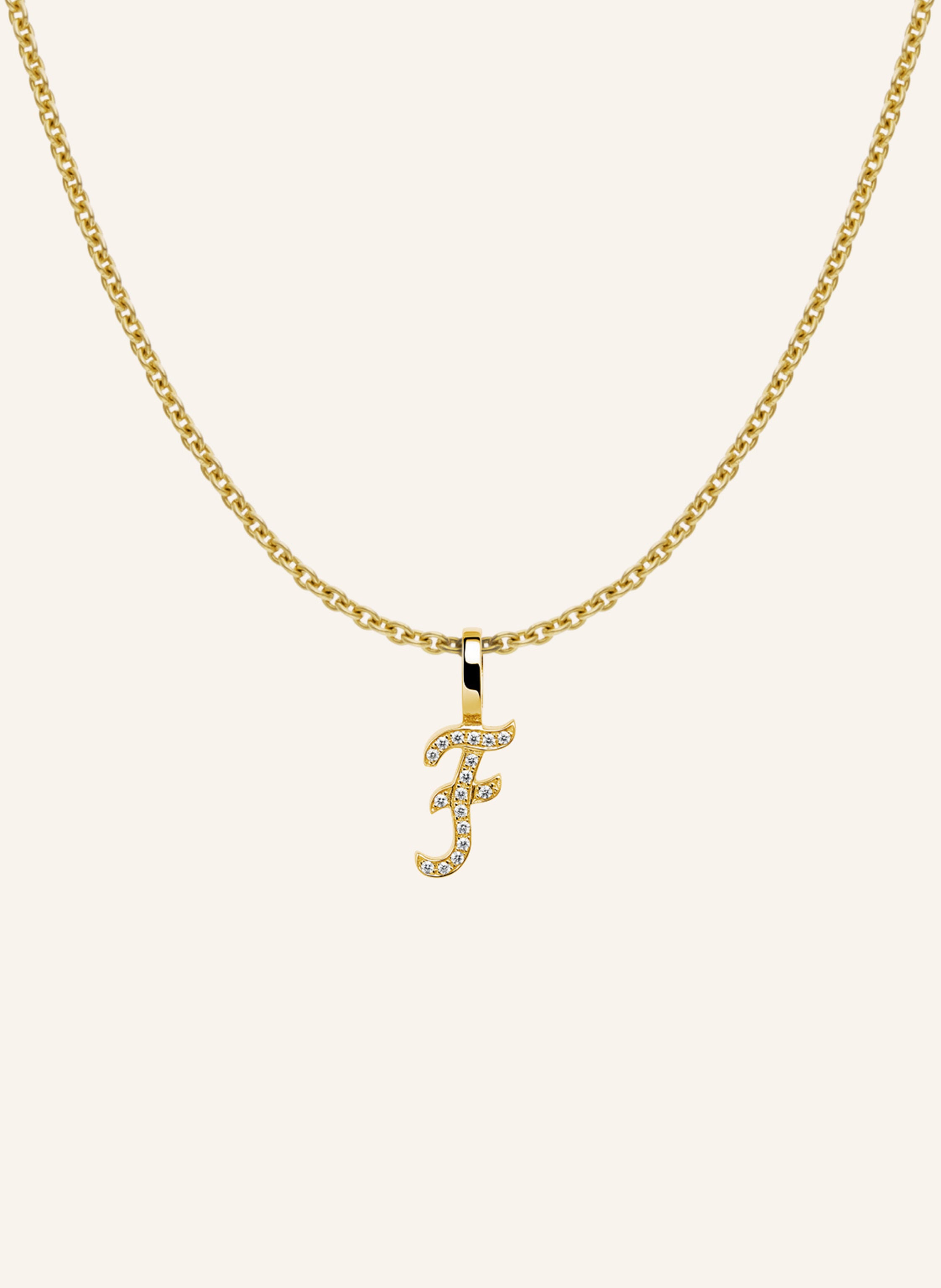 CADA Kette TINY DIAMOND LETTER F
