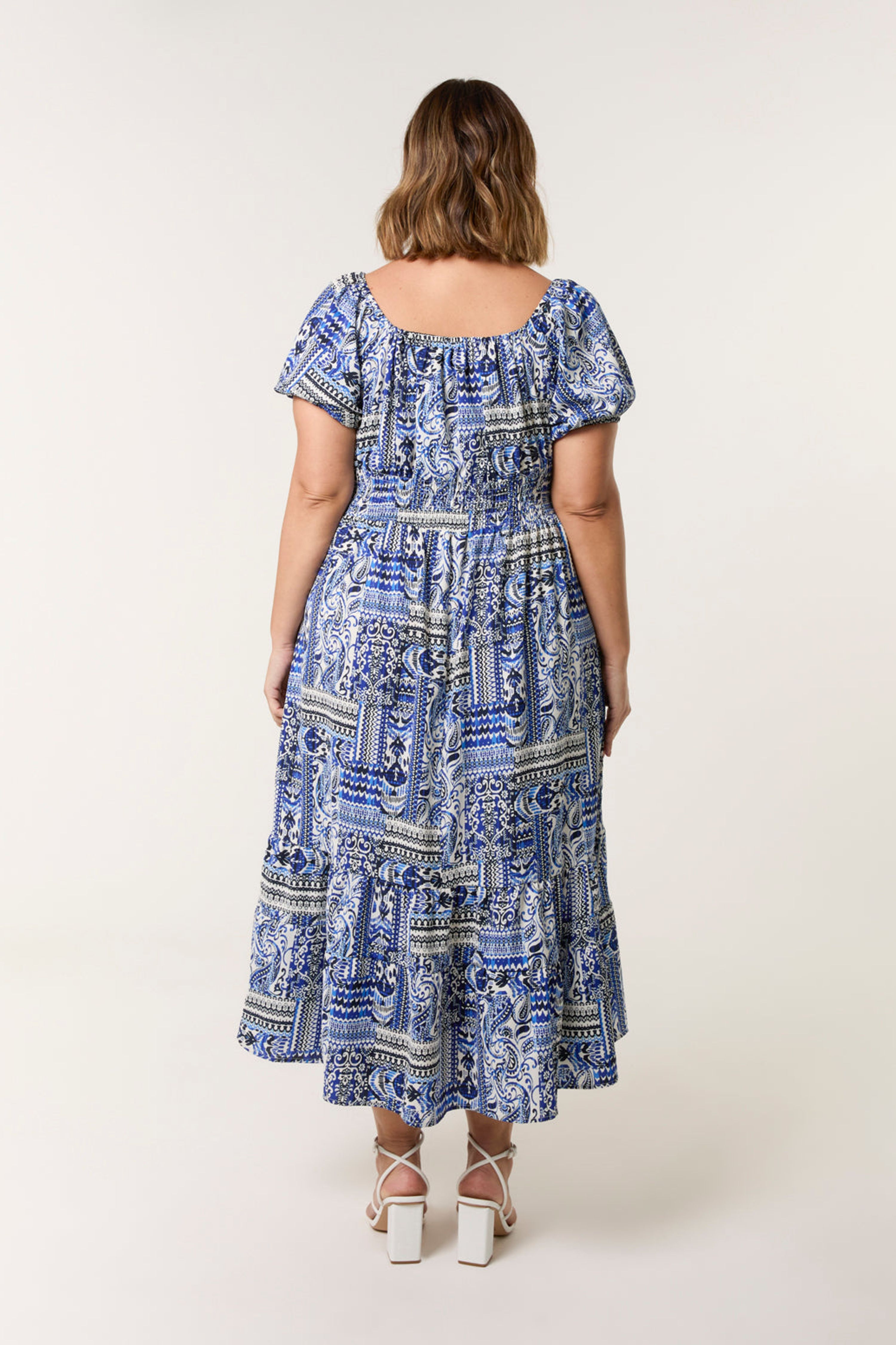 Blue Vanilla Blue Curve Scoop Neck Midi Dress