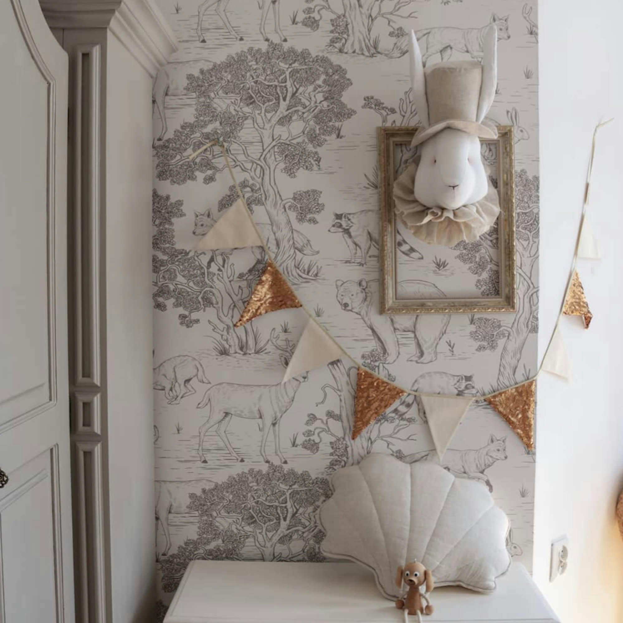 CIRCUS - Trophée mural lapin en lin