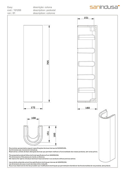Colonne de lavabo céramique traditionnelle SANINDUSA NF Easy blanc