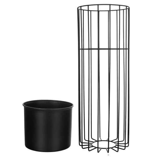 Kwietnik z osłonką stojący metalowy czarny druciany 55cm