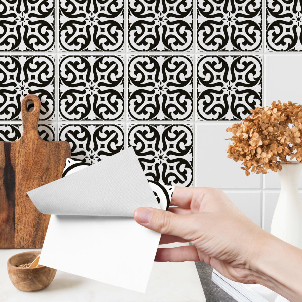 Naklejki Laminowane Czarno-Białe ORNAMENTY Styl Retro Zestaw