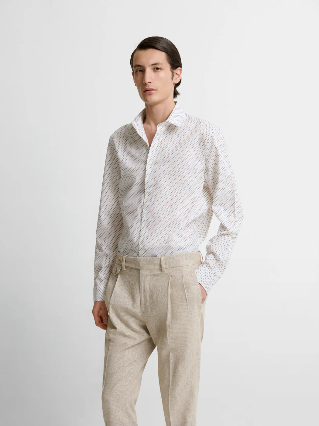 Chemise slim en coton à motifs