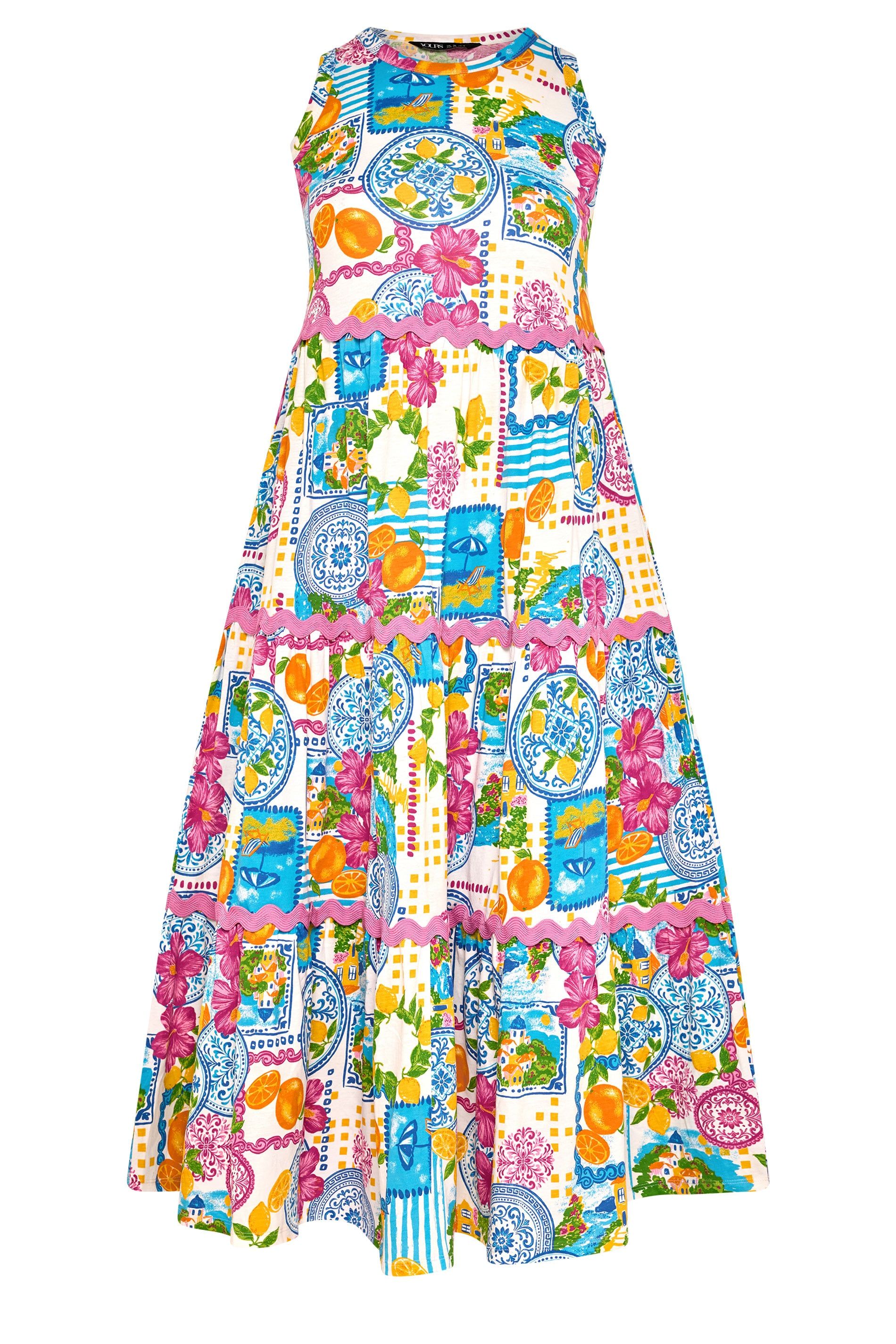 Yours Mediterranean' Print Tiered Maxi Dress