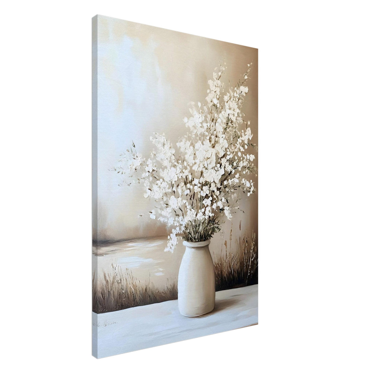 Artfulprints Canvas Timeless white bouquet canvas - 60x90 cm - beige