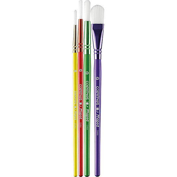 4 pinceaux pour peinture - Rond et plat - Poils synthétiques - n4 n10 n14 - Maped