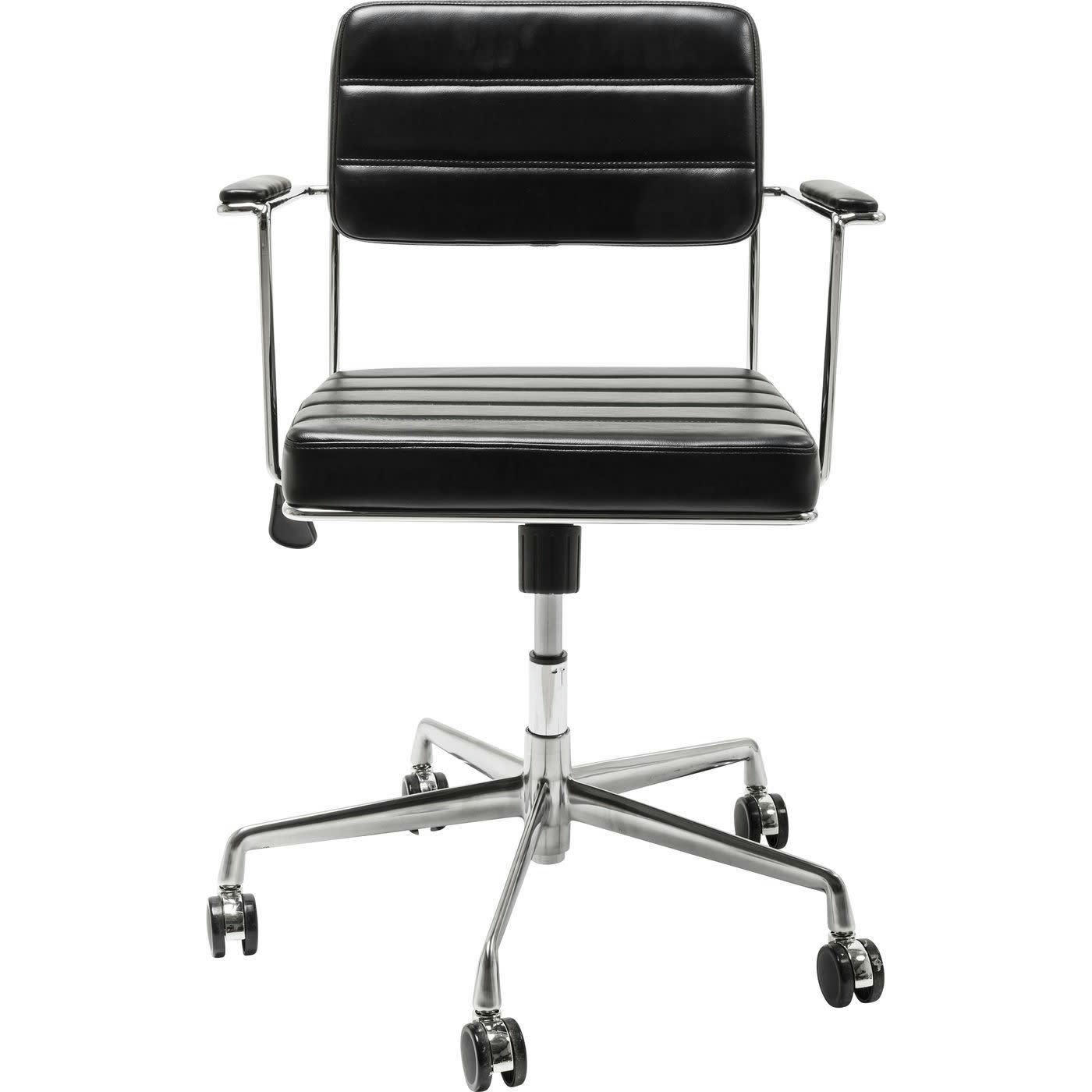 DOTTORE - Chaise de bureau réglable à roulettes noire et acier chromé