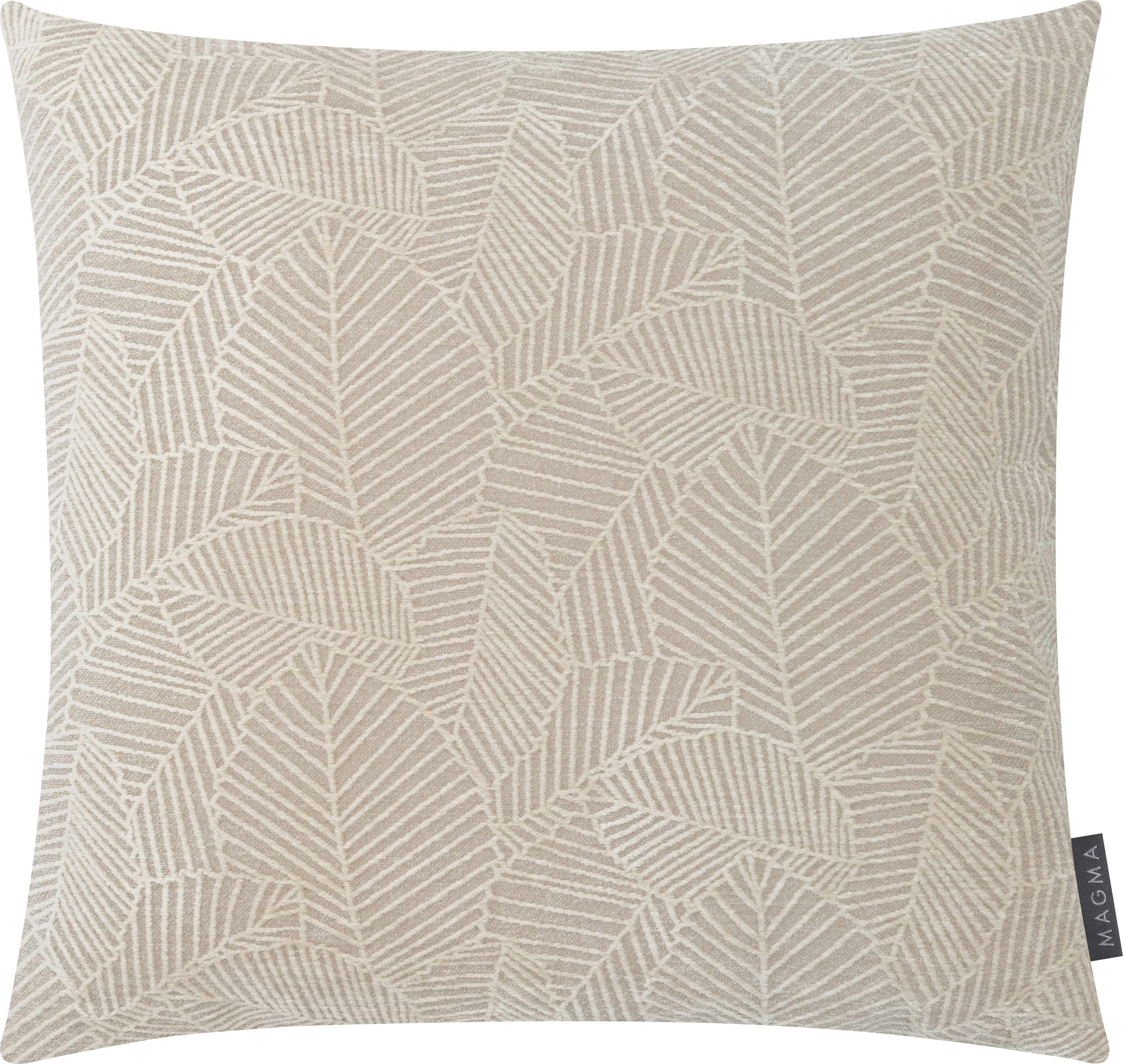 ALISON - Housse de coussin jacquard motif feuillage beige 60x60