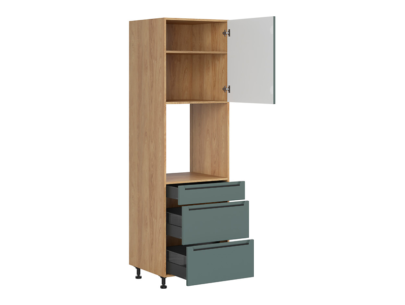Szafka pod zabudowę piekarnika Iris 60 cm prawa z drzwiami i szufladami cichy domyk zieleń boho