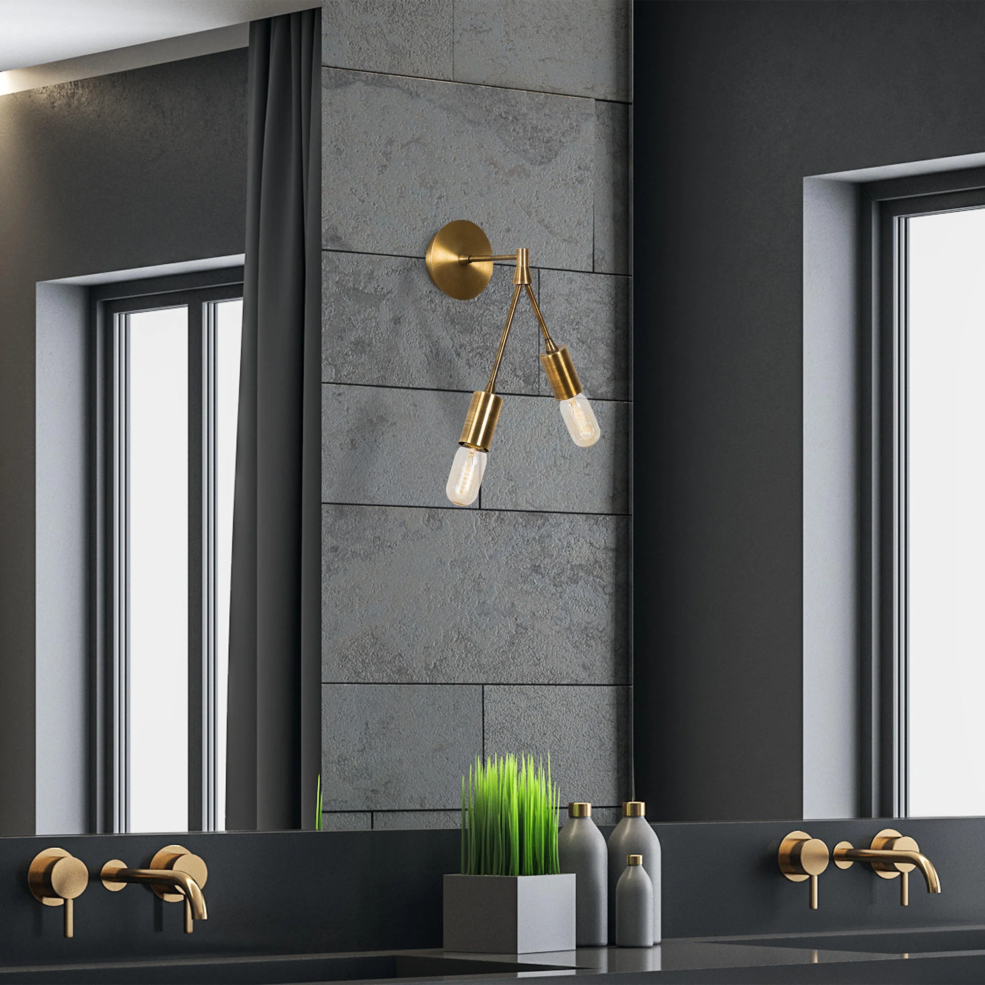 2-lichts wandlamp Dorion