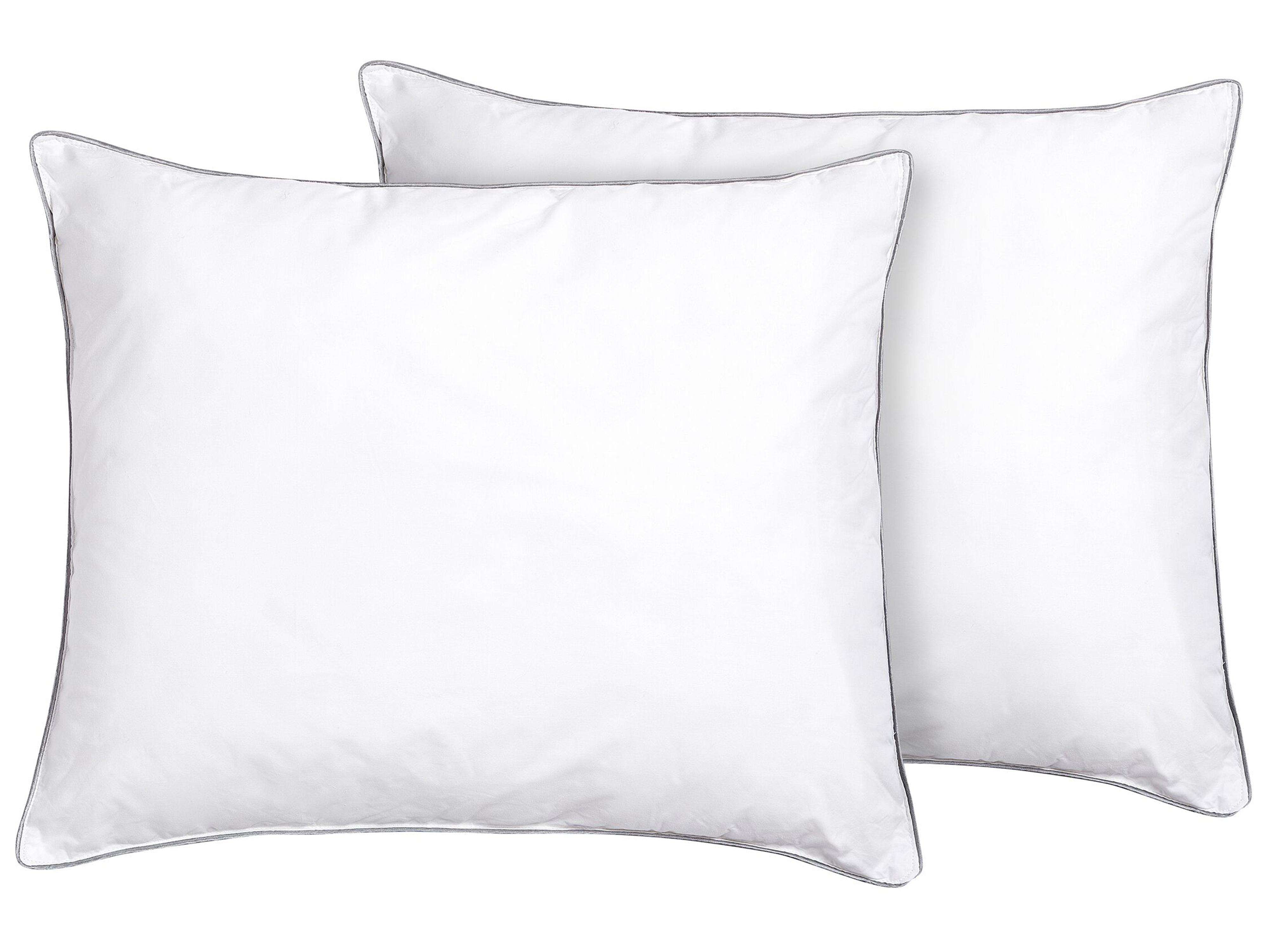 Set of 2 Bed Pillows PELISTER Low Microfibre 50 x 60 cm White