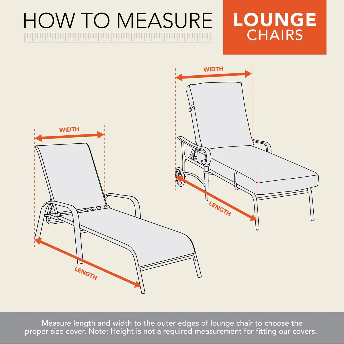 Modern Leisure Basics Outdoor Patio Chaise Lounge Cover, 76L x 27W x 30H